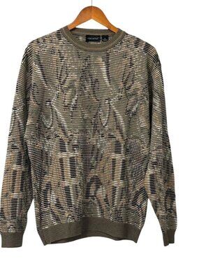 Riscatto Men's NWT Sweater Abstract Lightweight Taupe Cotton Blend Italy Size L